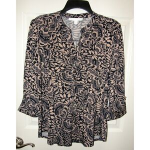 Casual or Dress Stretchy Jersey Knit Sz Small Pintuck Roomy Shirt JUNIPER & LIME